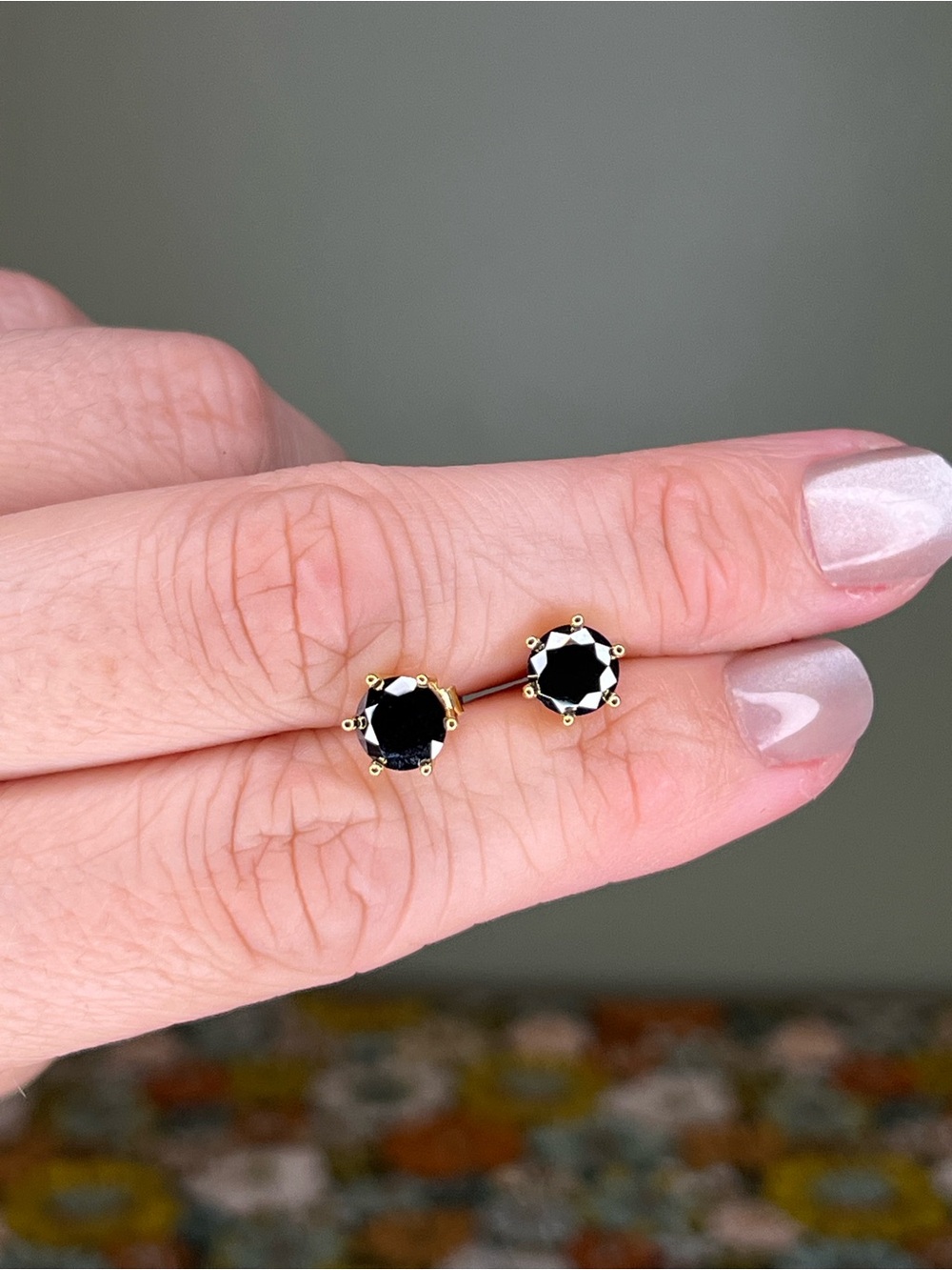 Black Moissanite Studs Gold Played Sterling Silver